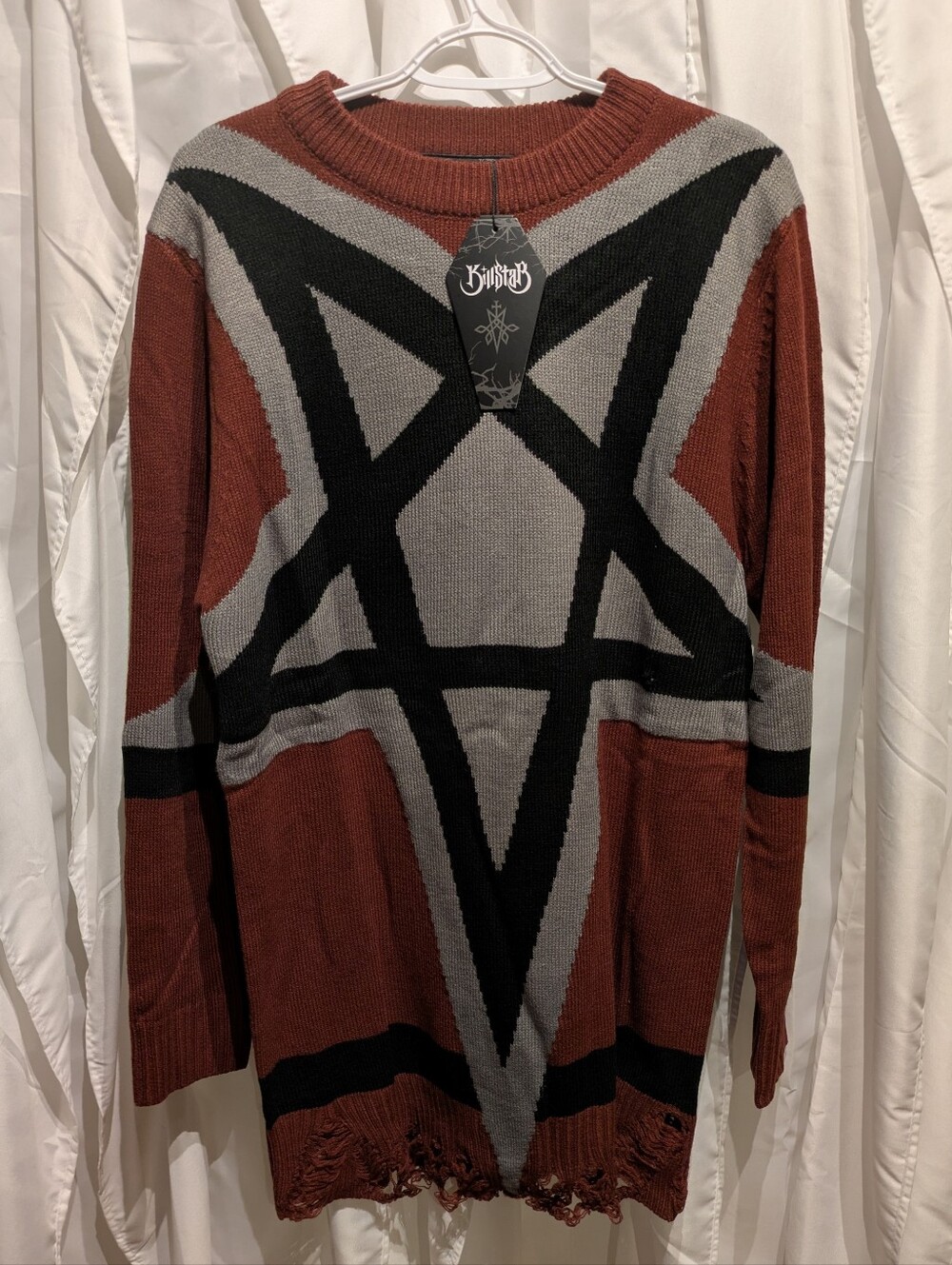 17 Killstar Star Crux Knit Sweater - Crimson / Blood Red - Size Medium (M)